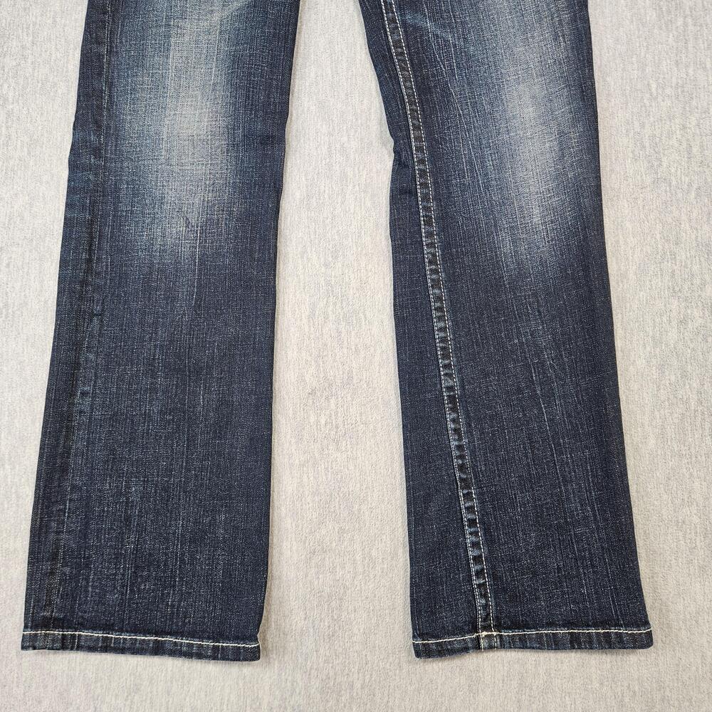 BKE Jeans Men 29R (29x33) Blue Derek Stretch Bootcut Dark Wash Faded Whisker - Picture 4 of 15